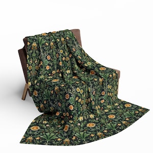 William Morris Style Decke: Botanische Cottagecore Fleece-Bettwäsche