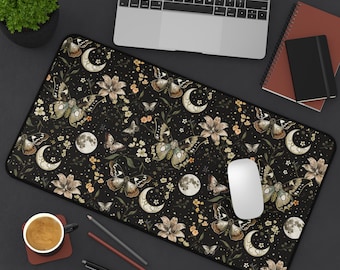 Moon Moth Mouse Pad, Witchy Desk Mat for Tarot Reading, Altar Cloth for Shadow Work,Spiritual Workspace & Cottagecore Gift Witchy journaling