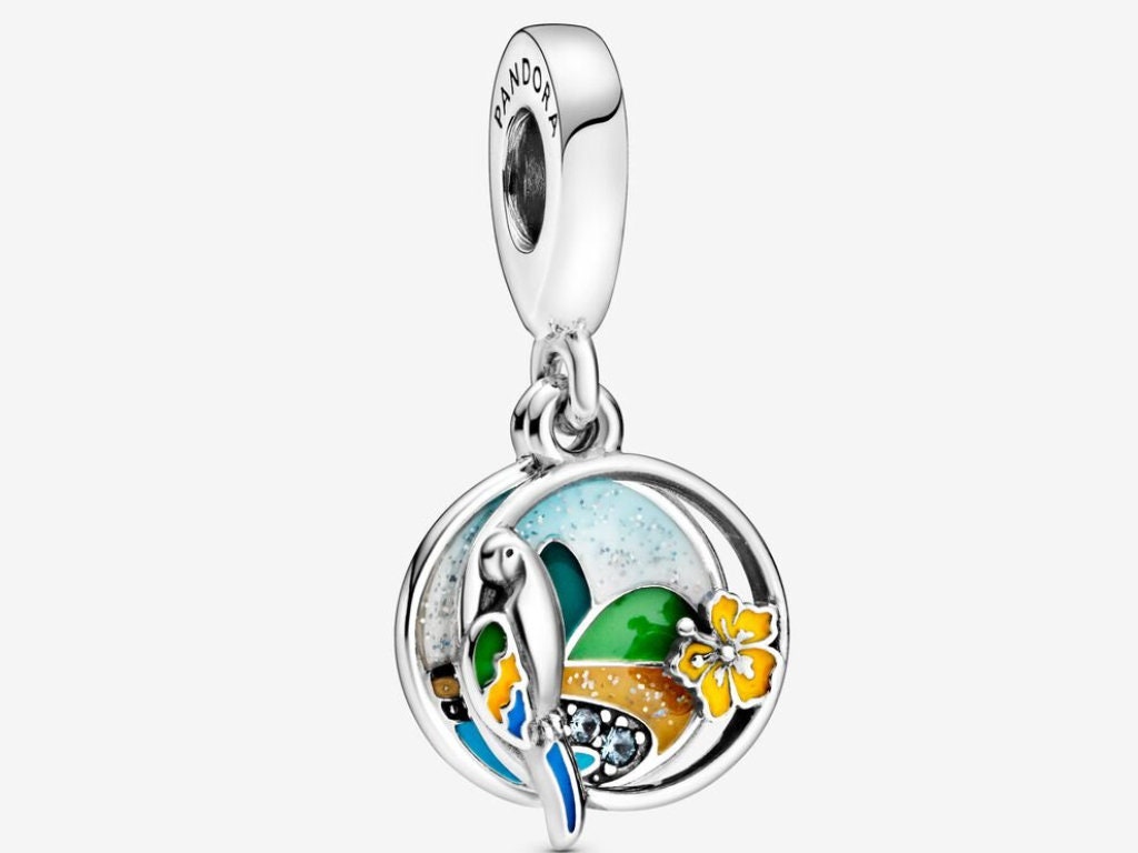 Brazil Beach & Parrot Dangle Charm ,travel Charm, Charm for