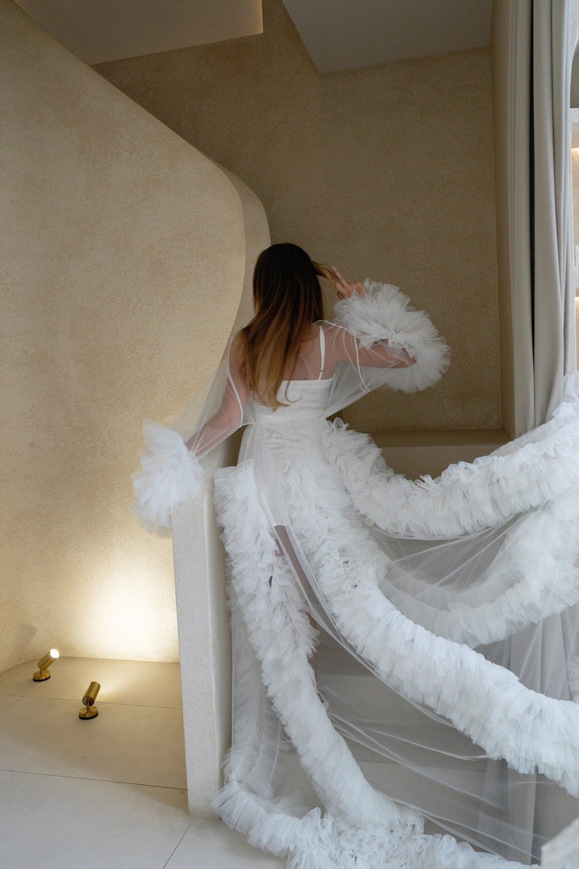 ELENORA | Bridal Ruffle Tulle Robe | Bridal Tulle Robe | Bridal Wedding ...
