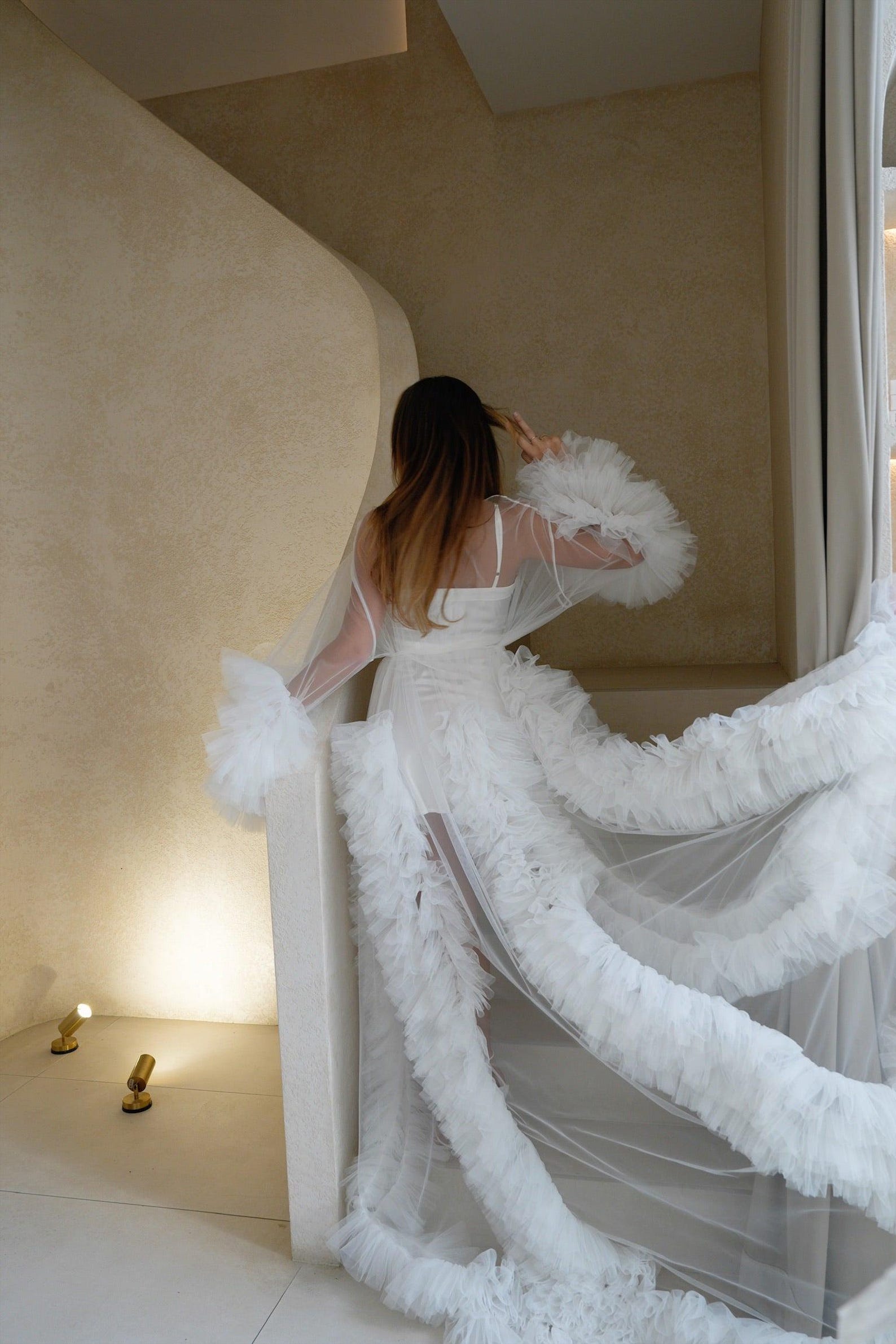 ELENORA | Bridal Ruffle Tulle Robe | Bridal Tulle Robe | Bridal Wedding ...