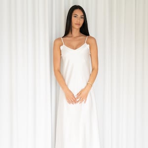 Bridal Long Slip | Underslip | Undergown | Satin slip | Wedding Slip Night dress | White slip |