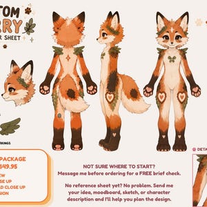 Custom Fursona Reference Sheet | Furry Ref Sheet & Anthro Character Design