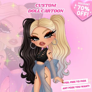 Niestandardowa lalka z kreskówek | Logo portretu lalki z kreskówek, niestandardowe logo biznesowe, niestandardowe zlecenie Chibi, portret kawai, logo z kreskówek, barbie bratz