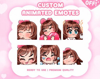 ÉMOTES ANIMÉES PERSONNALISÉES | Emotes Twitch premium personnalisés, Emotes Twitch pour streamer, Twitch, Discord, Style anime Chibi mignon, Emotes Kick