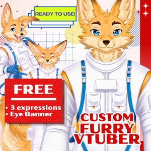 Modello VTuber furry personalizzato / Avatar antropomorfo Live2D con rigging per streamer di Twitch