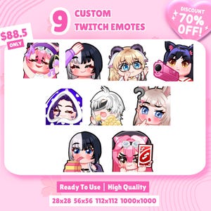 Emotes personalizados / Emotes de Twitch, Emotes animados, Emotes de Vtuber, Emotes de Twitch personalizados o Emote de patada y Emotes animados, Emote de Twitch