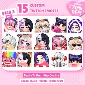 Custom Emotes Bundle  | Twitch Emotes, Animated Emotes, Vtuber Emotes, Custom Twitch Emotes or Kick Emote and Animated Emotes, Twitch Emote
