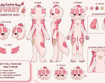 Individuelles Charakterblatt für Furry-Charaktere | Fursona-Referenzdesign (digital)