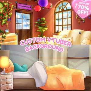 Plano de fundo personalizado do Vtuber | pacote de transmissão de sala do vtuber, sobreposição do Twitch, plano de fundo estético da sala para o vtuber, plano de fundo de transmissão personalizado