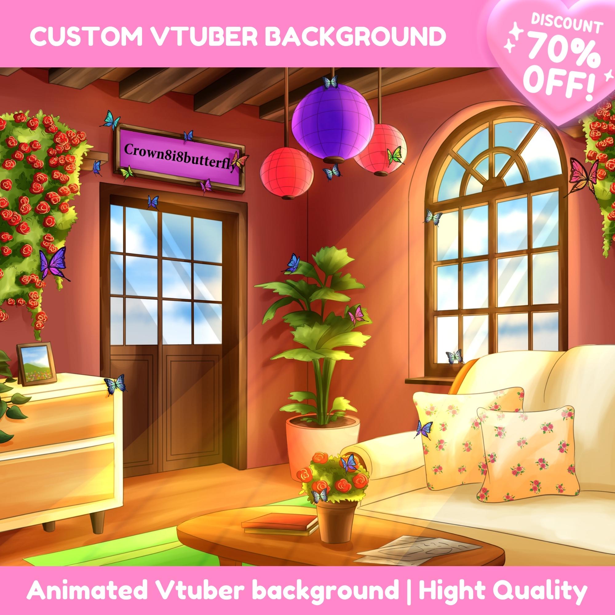 Tuber Background Custom Vtuber Background | Cozy Animated Room Overlay for Twitch ...