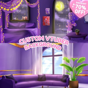 Custom Vtuber Background | vtuber room stream package, Twitch Overlay, Aesthetic Room Background for vtuber, custom stream background