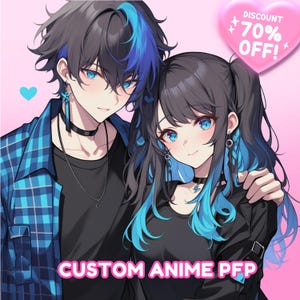 Casal de anime personalizado | Retrato de casal, Retrato de casal de anime personalizado – Arte digital fofa de casal, Retrato de casal de anime, Arte de anime