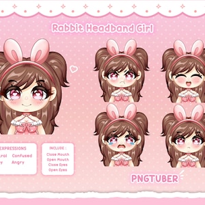 Chibi Pngtuber Kaninchen Stirnband Mädchen | PNGTUBER CHARAKTER, Benutzerdefinierte Chibi PNGtuber, Benutzerdefinierte Chibi Pngtuber Live2D-Modell, Pngtuber Modell