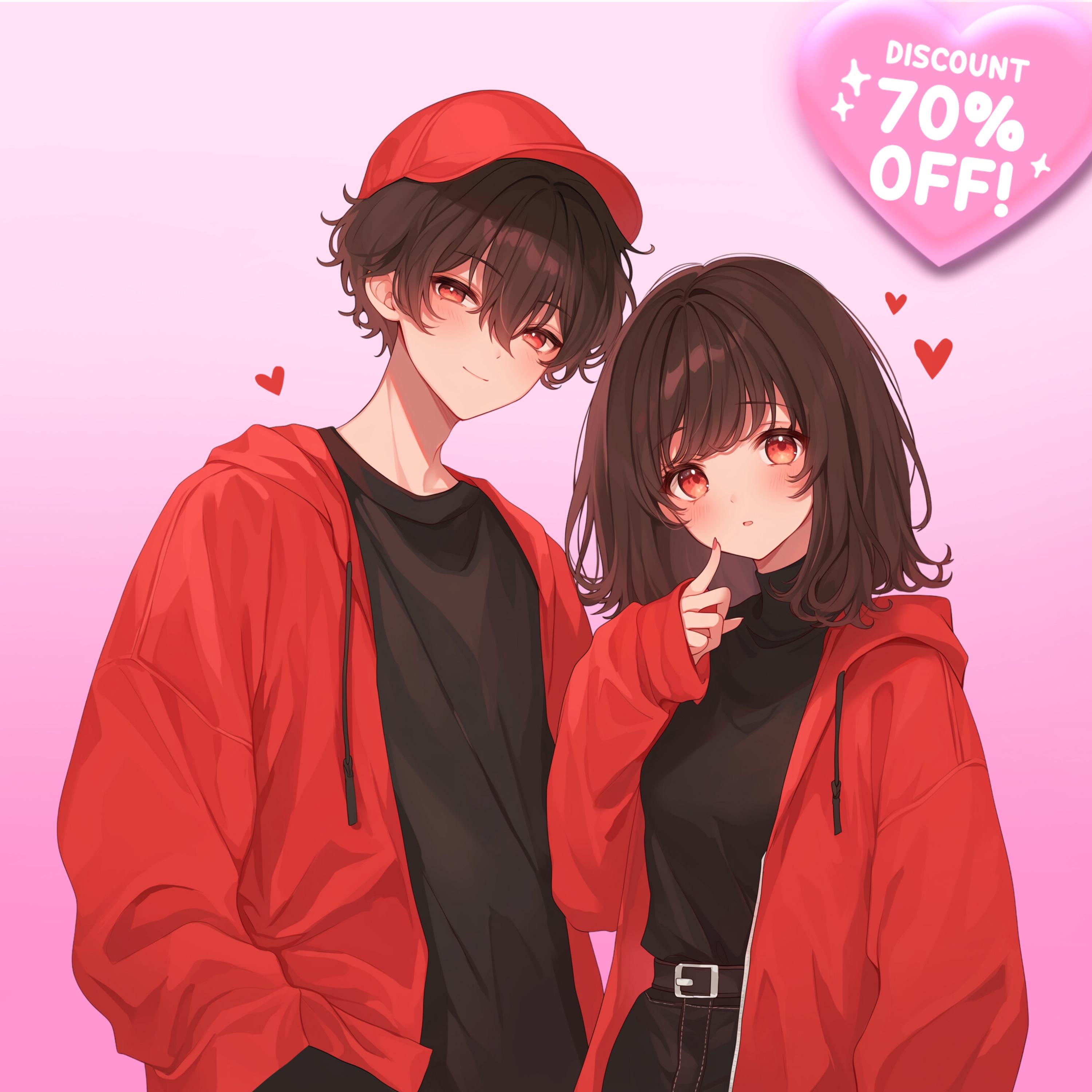 Matching Pfp Custom Custom Anime Couple Portrait, Personalized PFP, Matching Profile ...