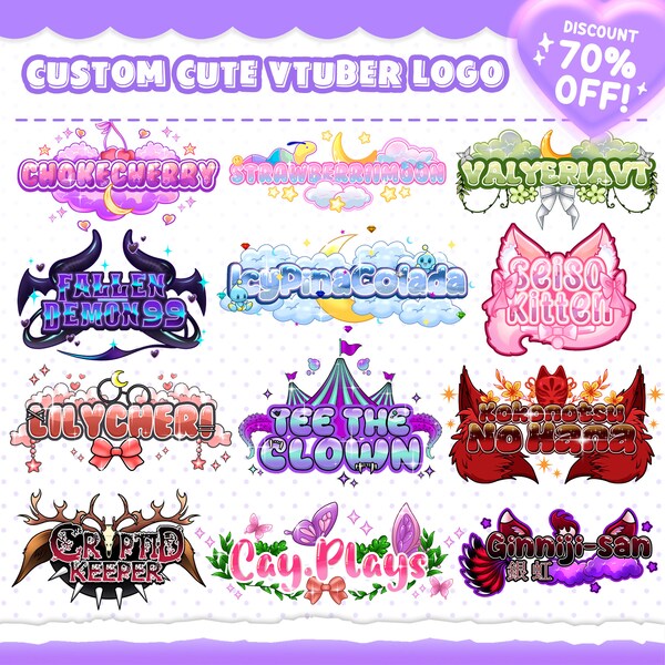 CUSTOM VTUBER LOGO | Vtuber, Custom VTuber Logo Commission, Cute Logo, Kawaii Logo, Custom Cute Vtuber Logo, PNGTuber Logo, GIFTuber Logo