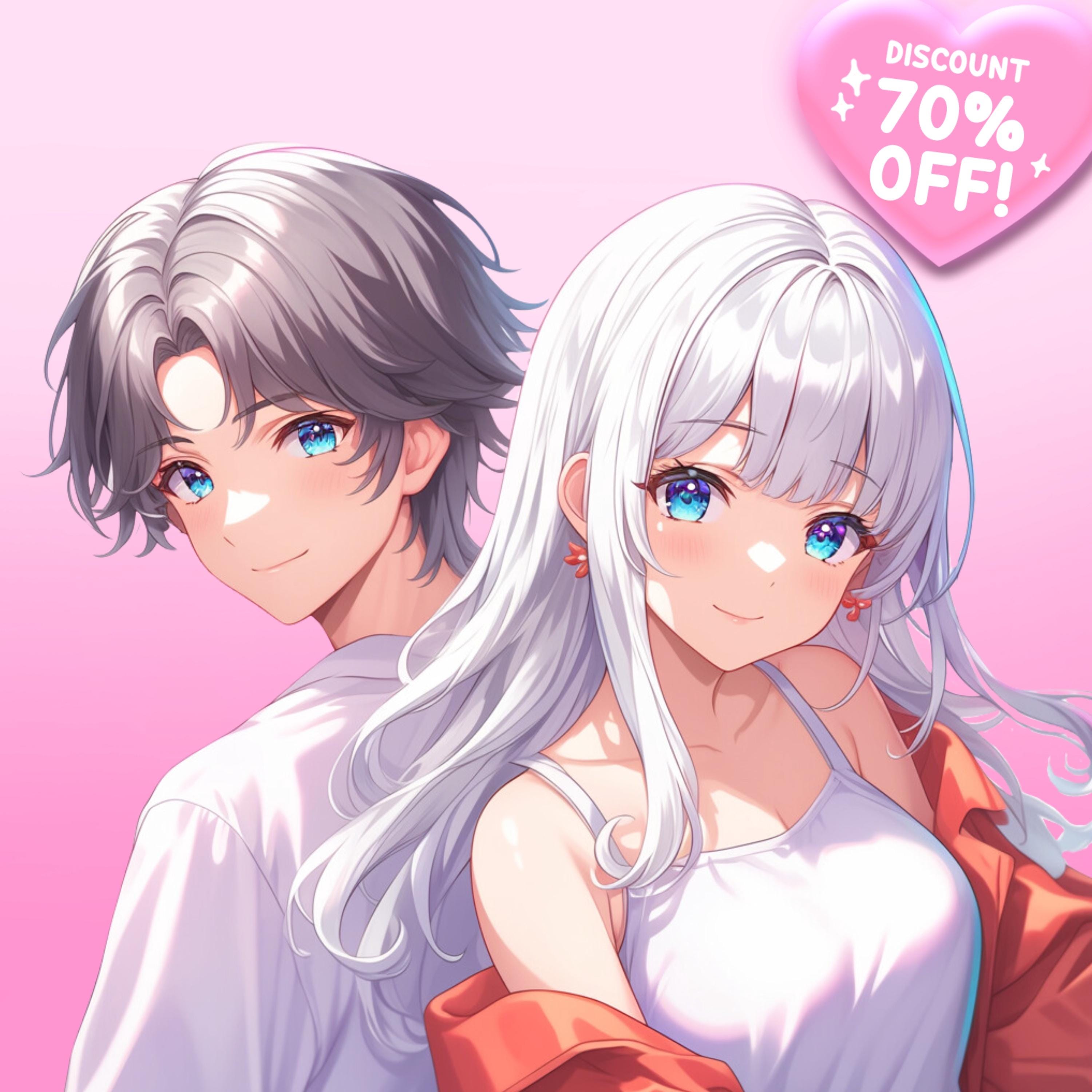 Matching Pfp Custom Custom Anime Couple Portrait, Personalized PFP, Matching Profile ...
