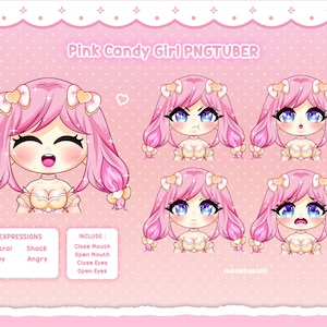 Chibi Pngtuber Pink Candy Girl | PNGTUBER CHARAKTER, Benutzerdefinierte Chibi PNGtuber, Benutzerdefinierte Chibi Pngtuber Live2D-Modell, Pngtuber Modell