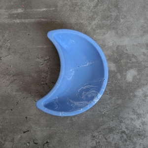 Blue Ring Dish, Marble Effect Moon, Decorative Ring Dish, Bright Maximalist Aesthetic, Celestial Unisex Home Gift for Bedroom Decor
