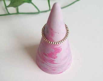 Ring Cone, Neon Pink & Grey Marble Effect Ring Tree, Small Bulk Gift, Minimalist Jewellery Holder,  Bridesmaids Bulk Present, Vanity Table