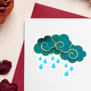 3" Raining Cloud Sticker | Moody Whimsigoth Décor | Waterproof Glossy Die-Cut Vinyl Decal