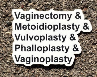 Bottom Surgery Terms Sticker | Gender-Affirming Care Sticker | Trans Rights Decal | Transgender Decal