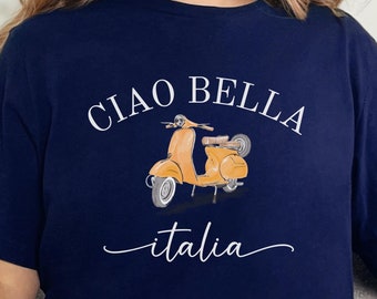 Ciao Bella Italia Shirt • Unisex Soft TShirt • Cute Italian Vespa Tee • Italian Vintage Style Shirt • Trendy Aesthetic Italy Shirt