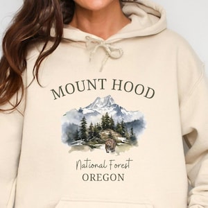 Mount Hood Hoodie, Unisex Hooded Oregon Sweater, Mount Hood Sweatshirt, Mt Hood Oregon Crewneck, Hiking Skiing Climbing Camping Clothes