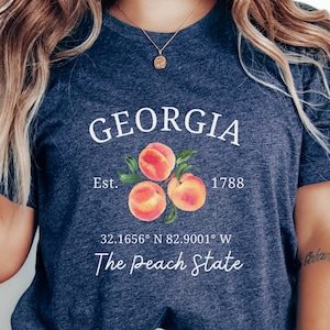 Georgia State Shirt, Georgia Peach TShirt, Unisex T-Shirt, Georgia Clothes, Cute Georgia crewneck, Georgia Outfit, Georgia Apparel