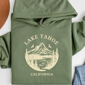 Lake Tahoe Hoodie, Unisex Hooded Lake Tahoe Sweater, Lake Tahoe Clothes, Hiking Camping, Sierra Nevada, Emerald Bay, Tahoe Outfit