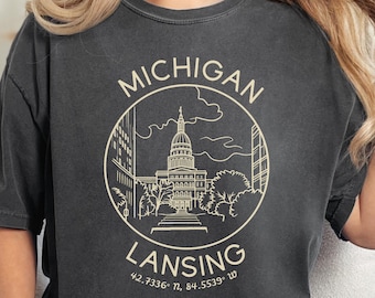 Lansing Shirt, Unisex Michigan Comfort Colors®, Michigan Clothes, Lansing Gifts, Home Town Tees, Lansing Crewneck, Lansing Michigan Tee