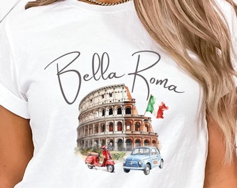 Rome Shirt • Rome Trip TShirt • Softstyle Tee • Cute Bella Roma Italia Crewneck T-Shirt • Italy Vacation Outfit • Colosseum Rome Gift