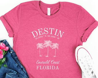Destin Florida Shirt, Destin Souvenirs, Destin Gifts, Destin FL Shirts for Women, Destin Beach Outfit, Destin Trip Clothes, Pink, Blue
