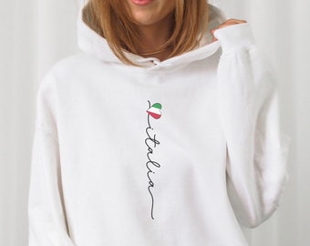 Italia Hoodie, Unisex Hooded Sweater, Soft Pullover, Cute Italia Clothes, Italy Vacation Outfit, Italy Flag Apparel, Italia Traveler