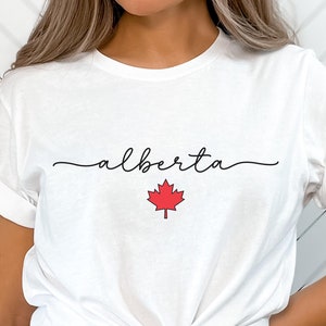 Alberta Shirt, Softstyle Tee, Cute Minimalistic Alberta Crewneck, Canadian Rocky Mountains Gift, Calgary, Edmonton, Alberta TShirt
