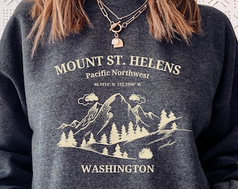 Mount St Helens Sweater, Unisex Mt St Helens Sweatshirt, Retro Sweater, Pacific Northwest Crewneck, Washington State, Camping Hiking Outfit