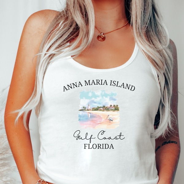 Anna Maria Island Top, Light Racerback, Anna Maria Island Gift, Cute Anna Maria Tank, Bradenton Florida, Anna Maria Island FL, Beach Clothes