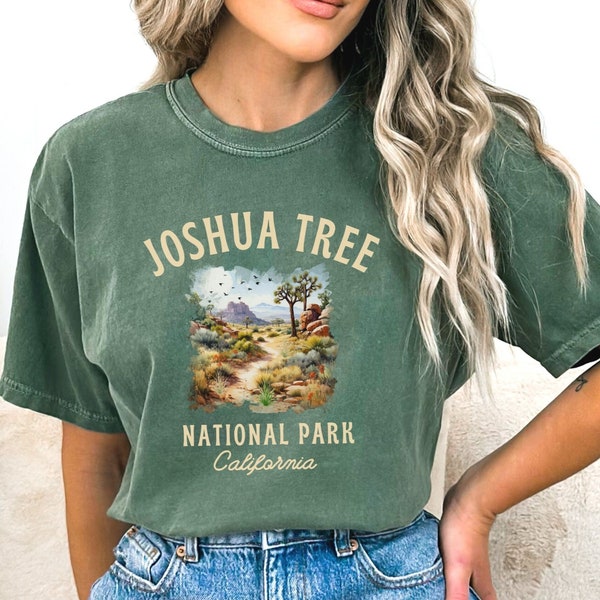 Joshua Tree Tee, Comfort Colors® Shirt, Joshua Tree NP TShirt, Retro National Park Apparel, Camping, Hiking, Joshua Tree California Trip