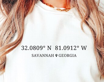 Custom Coordinates Sweatshirt, Unisex Soft Pullover, Coordinate Sweater, Minimalistic Outfit, Longitude Latitude Gift, Custom GPS