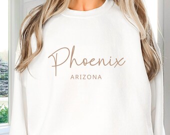 Cute Phoenix Sweatshirt, Minimalistic Phoenix Sweater, Unisex Phoenix Pullover, Phoenix Crewneck, Phoenix Trip Arizona Clothes, Arizona Gift