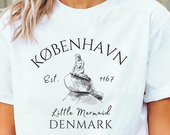 Copenhagen TShirt, Unisex Kobenhavn Shirt, Little Mermaid Gift, Denmark Travel, Denmark Vacation, Copenhagen Souvenir, Copenhagen Clothes