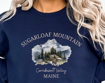 Sugarloaf Mountain Sweater, Unisex Soft Pullover, Sugarloaf Mountain Maine Sweatshirt, Maine Crewneck, Maine Hiking Gift, Maine Ski Trip