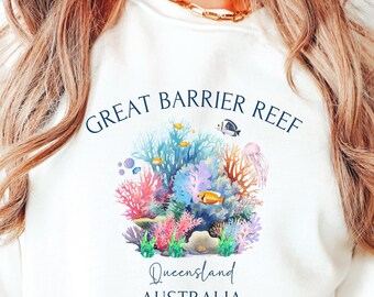 Great Barrier Reef Sweater, Unisex Great Barrier Reef Sweatshirt, Coral Reef, Australia Queensland Crewneck, Diving Trip, Great Barrier Gift
