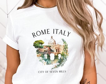 Rome Shirt, Roma Italy TShirt, Softstyle Tee, Watercolor, Italy Trip T Shirt, Cute Rome Vacation T-Shirt, Rome Traveler Gift, Rome Aesthetic