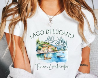 Lago Di Lugano Shirt, Lugano TShirt, Switzerland Vacation Gift, Lake Kugano Gift, Swiss Lakes Trip, Switzerland Roadtrip, Unisex Tee