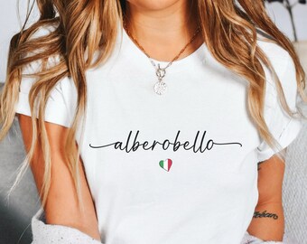 Alberobello Puglia Shirt, Minimalistic T-Shirt, Puglia Italia Trip TShirt, Unisex Softstyle Tee, Italy Travel Gift, Alberobello Apulia