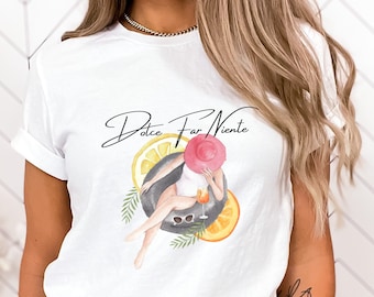 Dolce Far Niente Shirt, Italian Quote TShirt, Softstyle Tee, Trendy Italian Vintage Clothes, Chic Italy Summer T-Shirt, Italy Lovers Gift