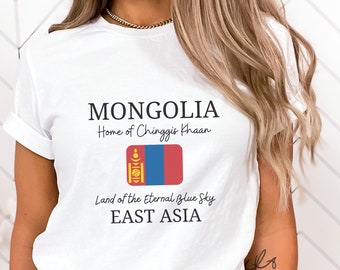 Mongolia Shirt, Mongolia Flag TShirt, Unisex Softstyle Tee, Chinggis Khan, Cute Crewneck, Mongolia Gift, Mongolia Trip, Mongolia Souvenir