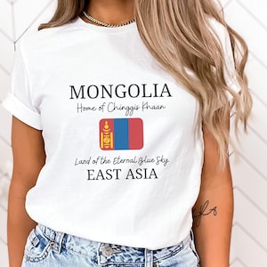 Mongolia Shirt, Mongolia Flag TShirt, Unisex Softstyle Tee, Chinggis Khan, Cute Crewneck, Mongolia Gift, Mongolia Trip, Mongolia Souvenir