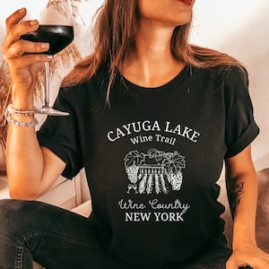 Cayuga Lake Wine Trail Shirt, Cayuga Wine Tasting TShirt, Unisex Wine T-Shirt, Cute Vineyard Tee, New York Wine Trip, Cayuga Gift